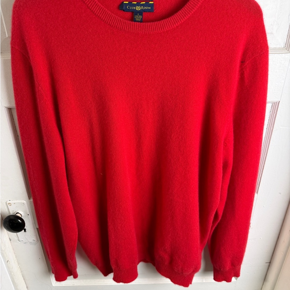 100% Cashmere Crewneck pullover– Club Room – Size L – Classic Red
